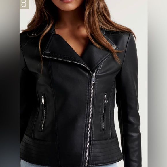 Vegan Leather Jacket Biker Jacket size 4 - Picture 4 of 8